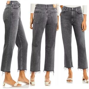 New NWT Citizens Of Humanity Grey Daphne Crop High Rise Free Fall Jeans Women’s